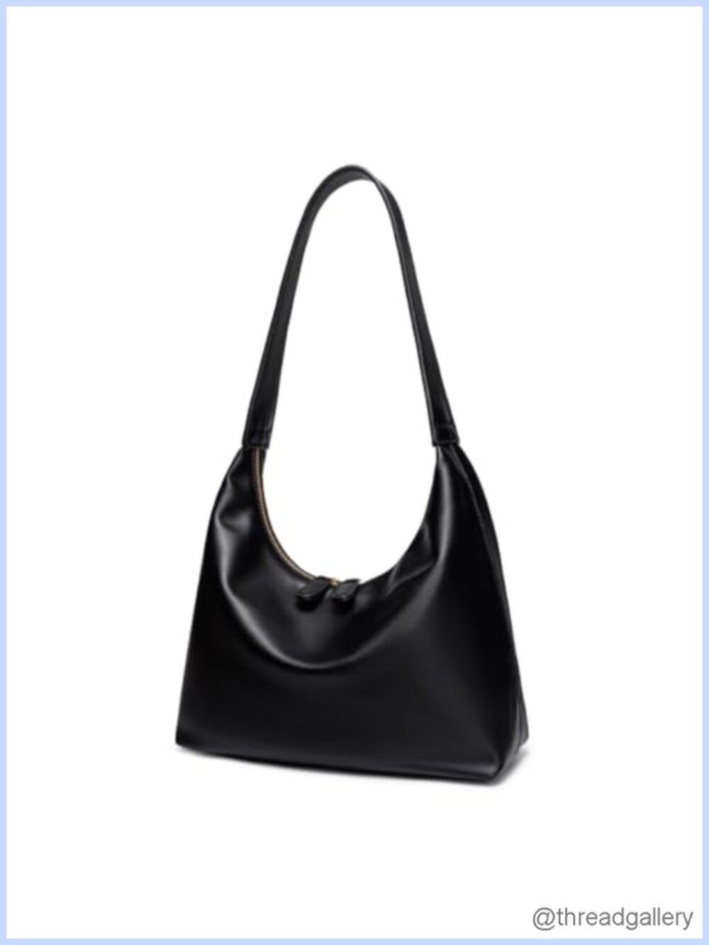 PU Leather Hobo Shoulder Bag Double Zipper Small Tote Purse for Women